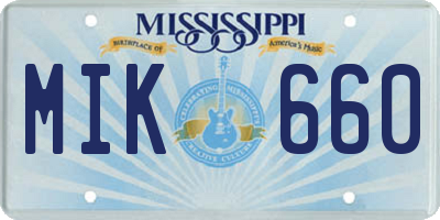MS license plate MIK660