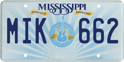 MS license plate MIK662