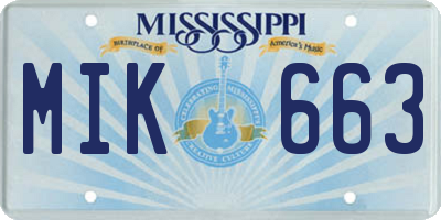 MS license plate MIK663