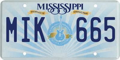 MS license plate MIK665