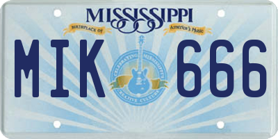 MS license plate MIK666