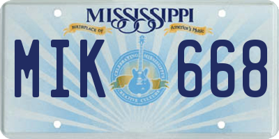 MS license plate MIK668