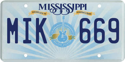 MS license plate MIK669