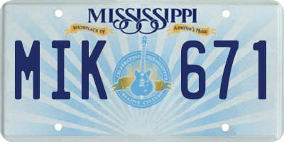 MS license plate MIK671