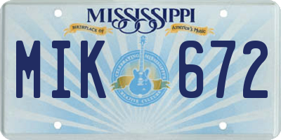MS license plate MIK672