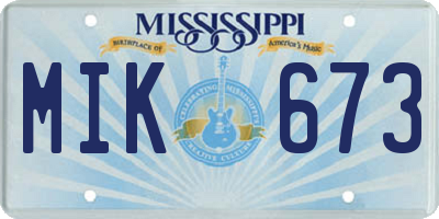 MS license plate MIK673