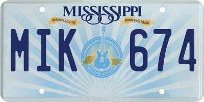 MS license plate MIK674