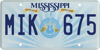 MS license plate MIK675