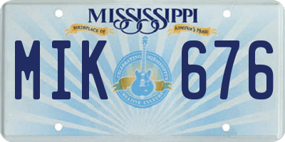MS license plate MIK676