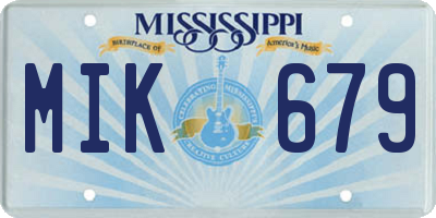 MS license plate MIK679