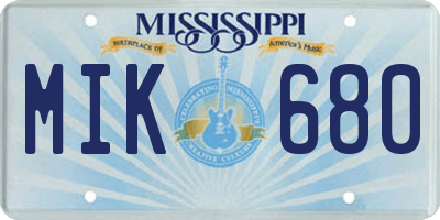 MS license plate MIK680
