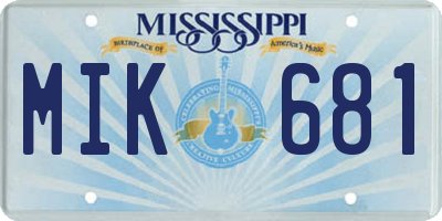 MS license plate MIK681