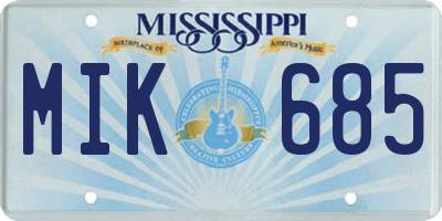 MS license plate MIK685