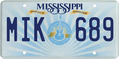 MS license plate MIK689