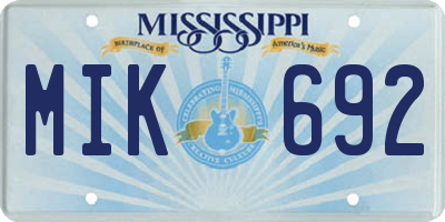 MS license plate MIK692