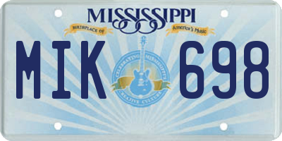 MS license plate MIK698