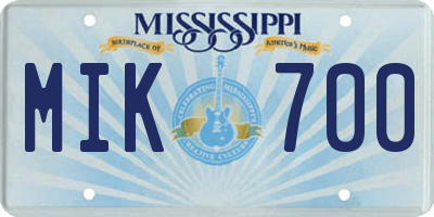 MS license plate MIK700