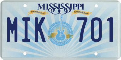 MS license plate MIK701