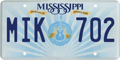 MS license plate MIK702