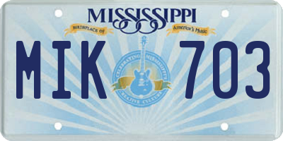 MS license plate MIK703