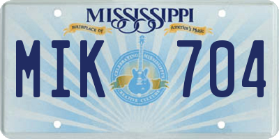 MS license plate MIK704