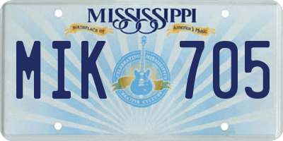 MS license plate MIK705