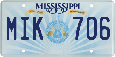 MS license plate MIK706