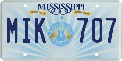 MS license plate MIK707