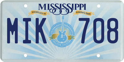 MS license plate MIK708