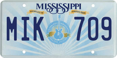 MS license plate MIK709