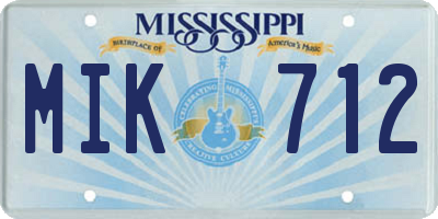 MS license plate MIK712