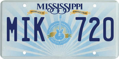 MS license plate MIK720