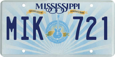 MS license plate MIK721