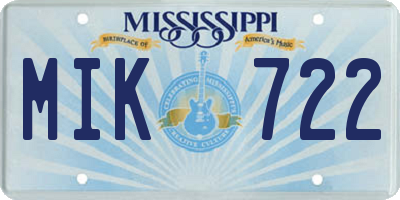 MS license plate MIK722