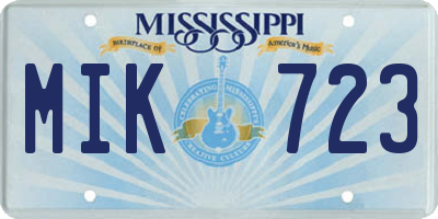 MS license plate MIK723
