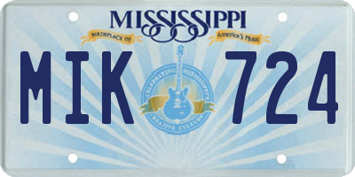 MS license plate MIK724