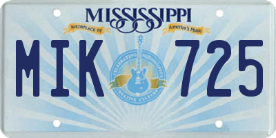 MS license plate MIK725