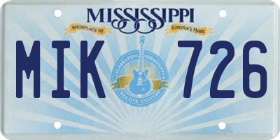 MS license plate MIK726