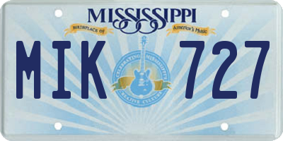 MS license plate MIK727