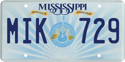 MS license plate MIK729
