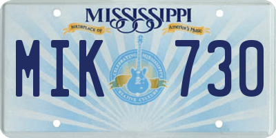 MS license plate MIK730