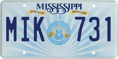 MS license plate MIK731