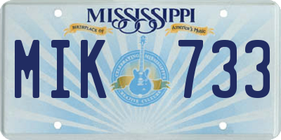 MS license plate MIK733