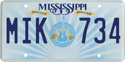 MS license plate MIK734