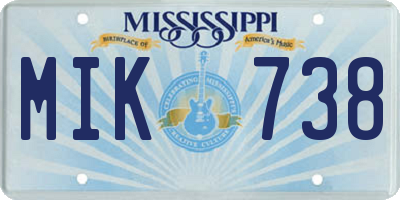 MS license plate MIK738