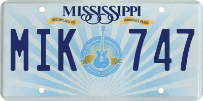 MS license plate MIK747