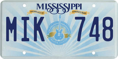 MS license plate MIK748