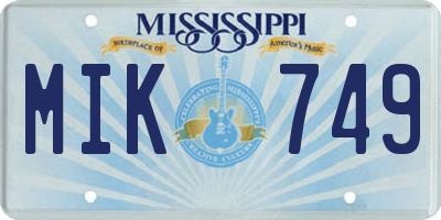 MS license plate MIK749