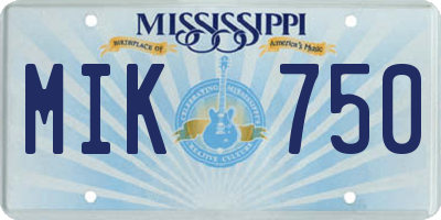 MS license plate MIK750