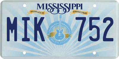 MS license plate MIK752